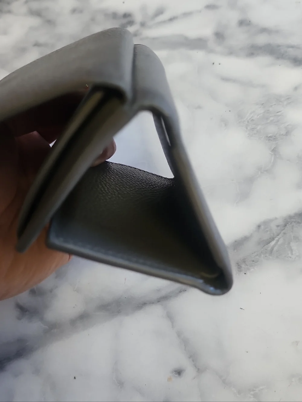 Authentic Gray Leather YSL compact Trifold Wallet - Picture 3 of 9